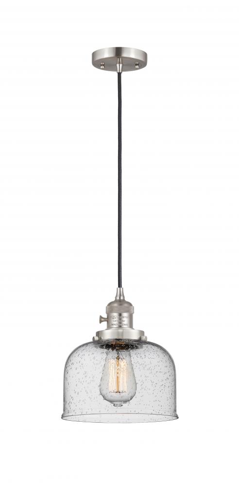 Bell - 1 Light - 8 inch - Brushed Satin Nickel - Cord hung - Mini Pendant