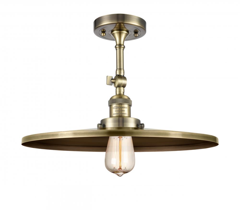 Railroad - 1 Light - 16 inch - Antique Brass - Semi-Flush Mount