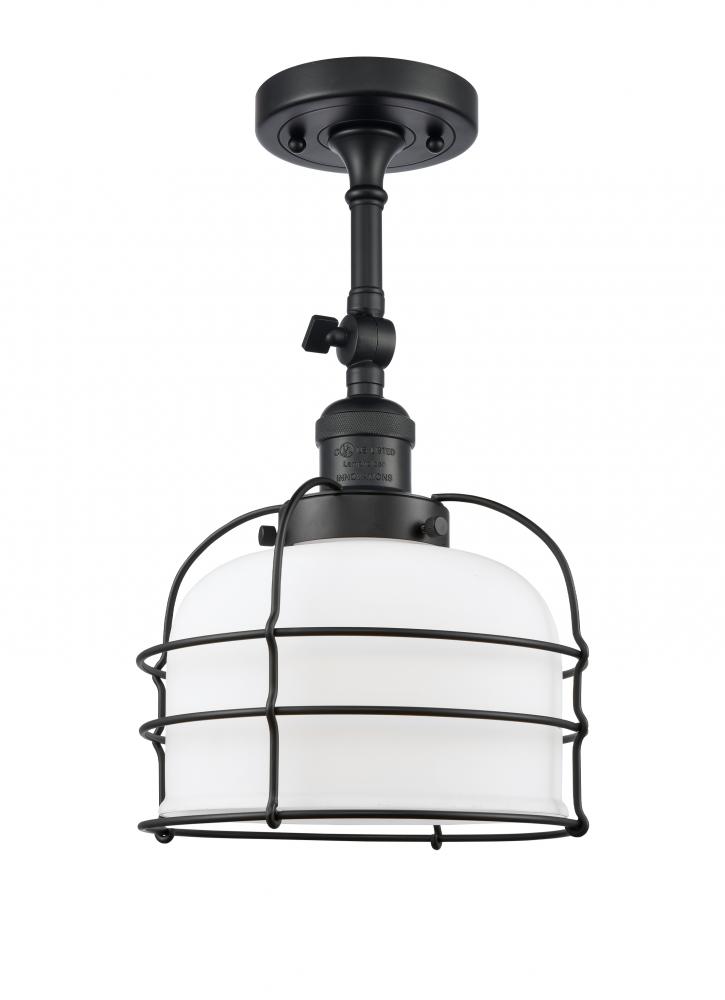 Bell Cage - 1 Light - 9 inch - Matte Black - Adjustable Semi-Flush Mount
