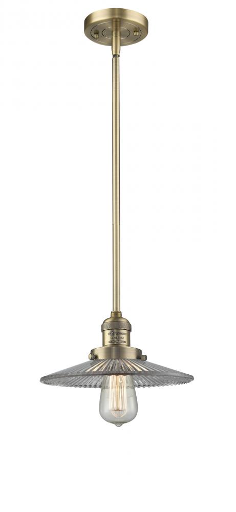 Halophane - 1 Light - 9 inch - Brushed Brass - Stem Hung - Mini Pendant