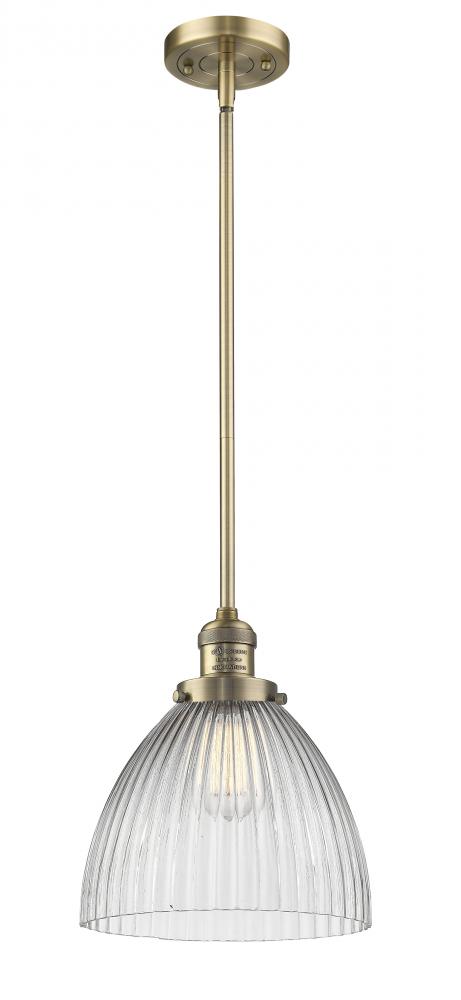 Seneca Falls - 1 Light - 10 inch - Brushed Brass - Stem Hung - Mini Pendant