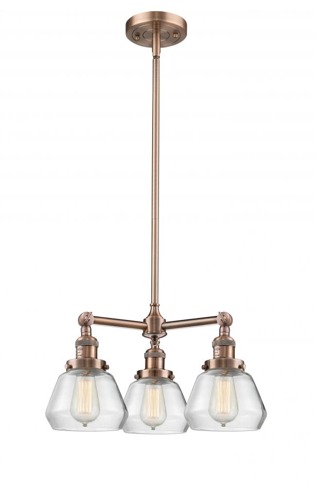 Fulton - 3 Light - 22 inch - Antique Copper - Stem Hung - Chandelier