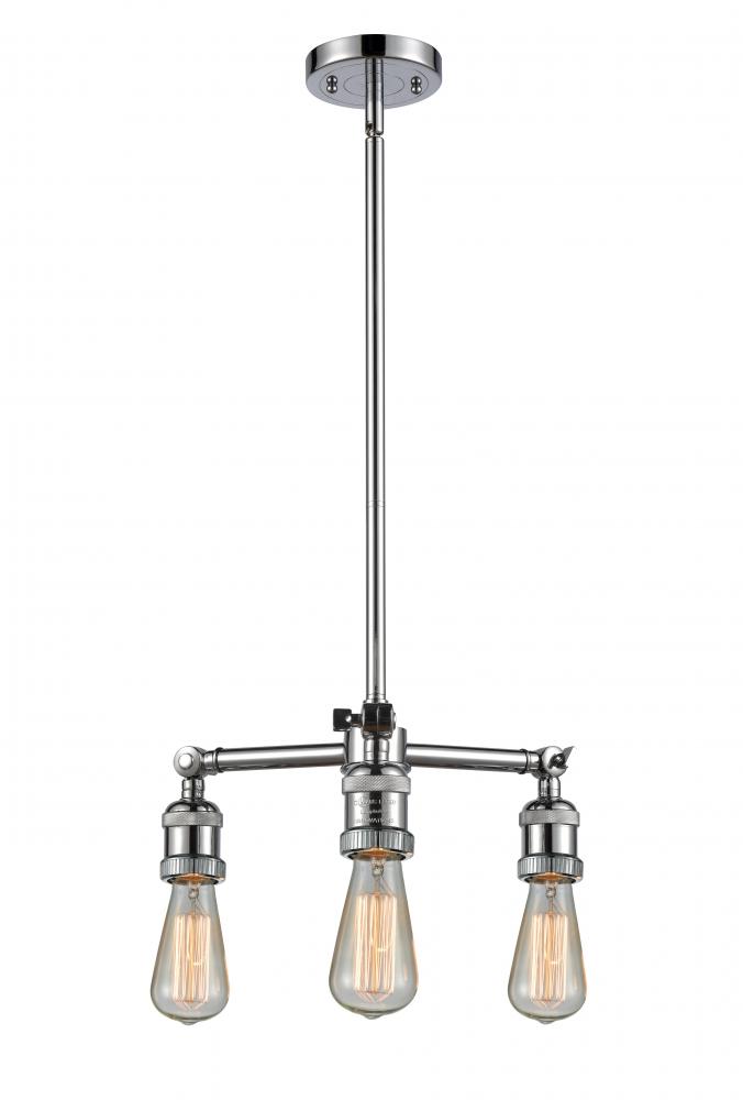 Bare Bulb - 3 Light - 15 inch - Polished Chrome - Stem Hung - Chandelier