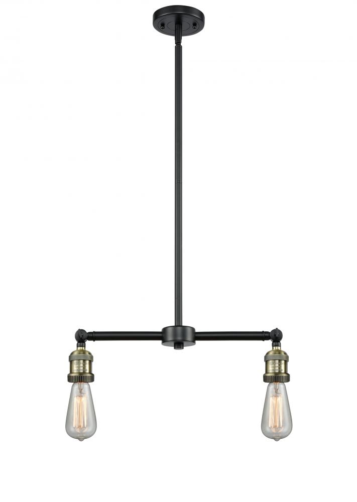 Bare Bulb - 2 Light - 20 inch - Black Antique Brass - Stem Hung - Island Light