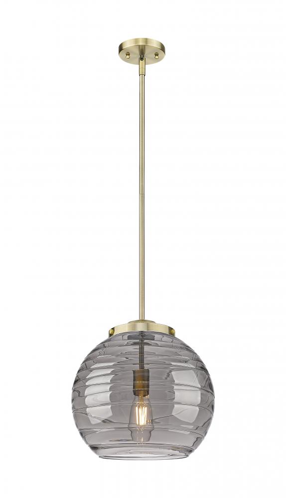 Athens Deco Swirl - 1 Light - 14 inch - Antique Brass - Stem Hung - Pendant