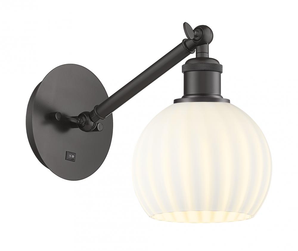 White Venetian - 1 Light - 6 inch - Oil Rubbed Bronze - Adjustable Sconce