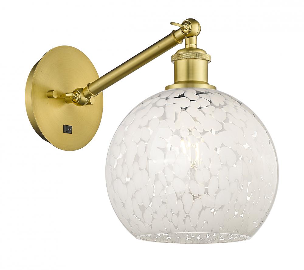 White Mouchette - 1 Light - 8 inch - Satin Gold - Adjustable Sconce