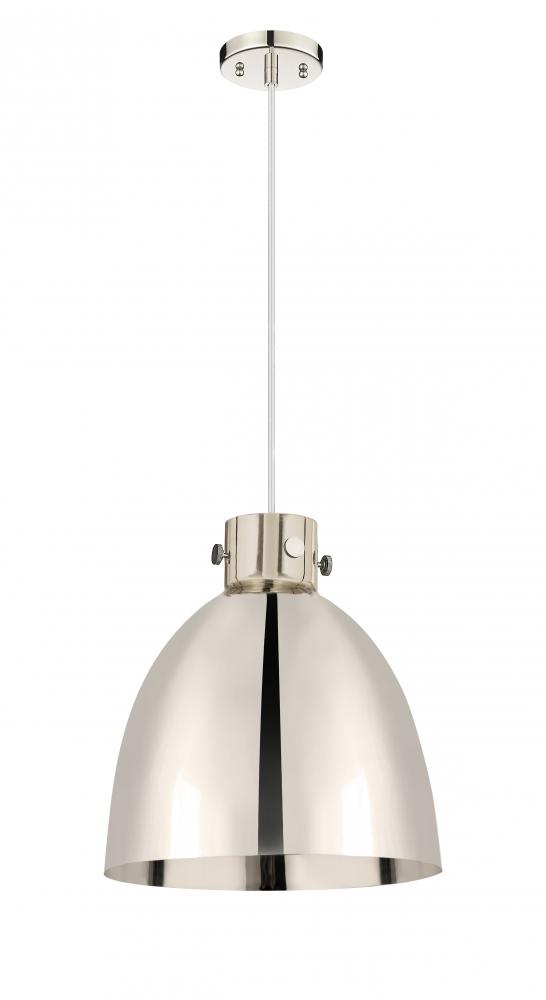 Newton Bell - 1 Light - 14 inch - Polished Nickel - Cord hung - Pendant