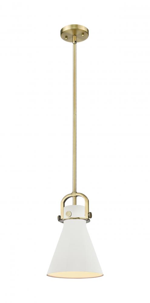 Newton Cone - 1 Light - 8 inch - Brushed Brass - Mini Pendant