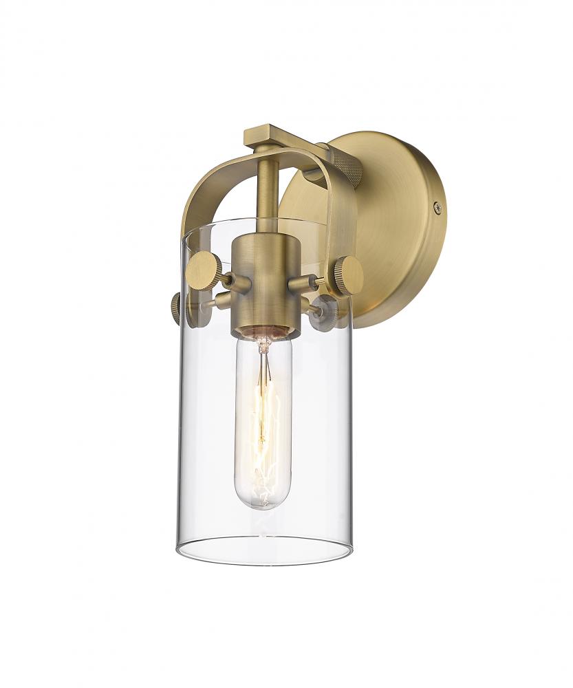 Pilaster - 1 Light - 7 inch long Glass - Polished Nickel - Sconce