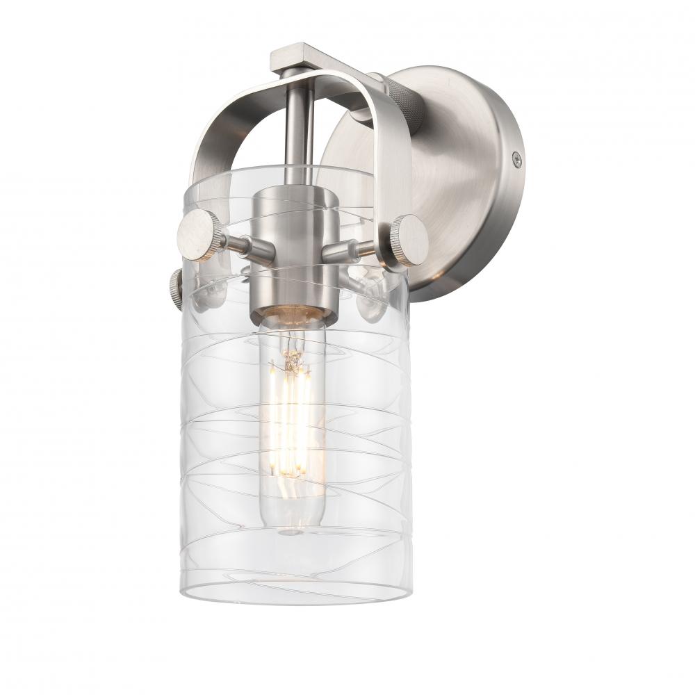 Pilaster II Cylinder - 1 Light - 7 inch Long Glass - Satin Nickel - Sconce