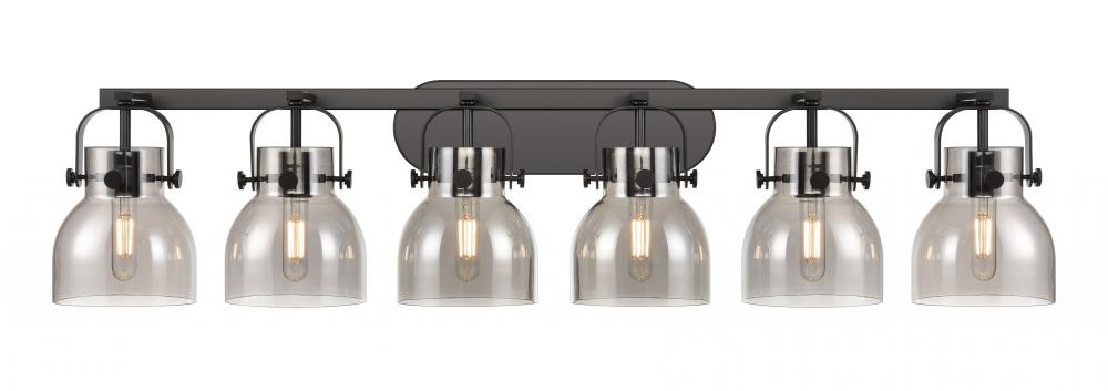 Pilaster II Bell - 6 Light - 46 inch - Matte Black - Bath Vanity Light