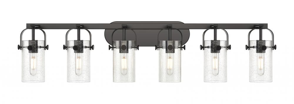 Pilaster II Cylinder - 6 Light - 44 inch - Matte Black - Bath Vanity Light