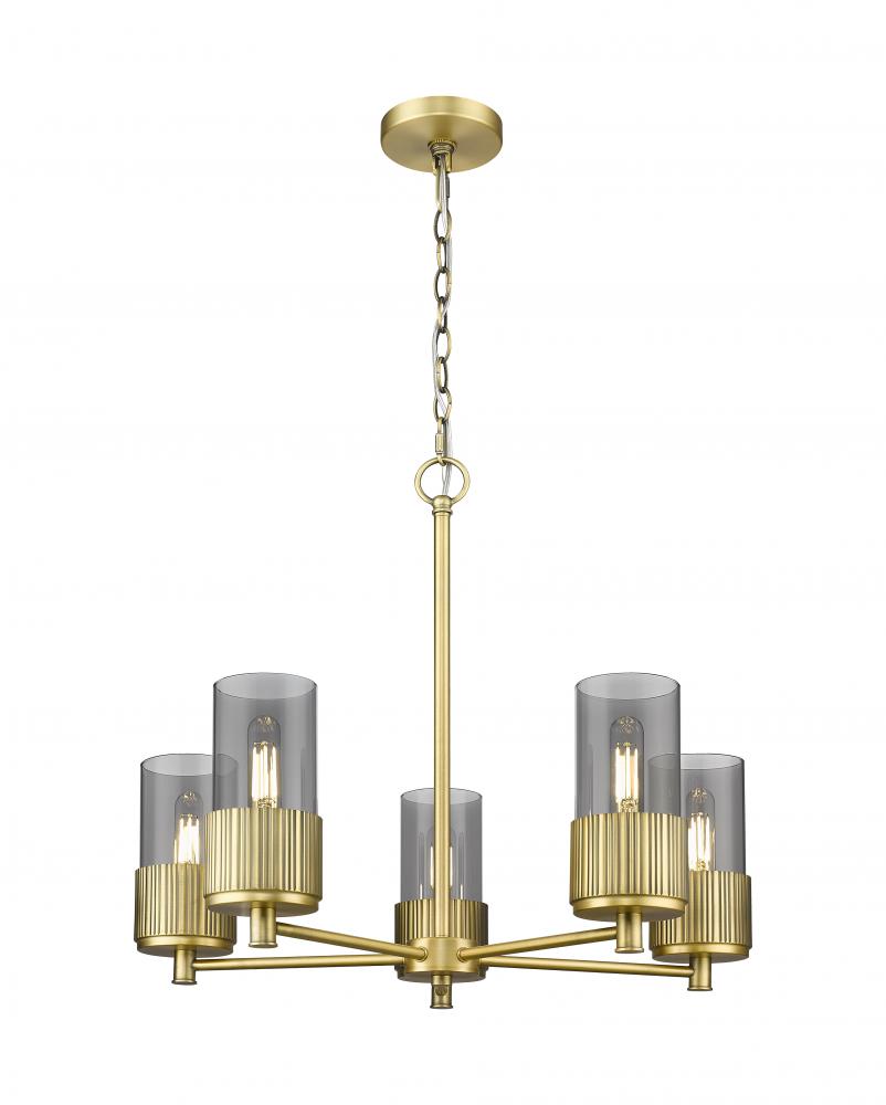 Bolivar - 5 Light - 25 inch - Brushed Brass - Chain Hung - Chandelier