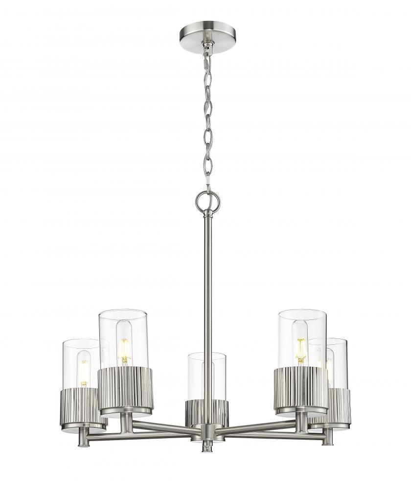 Bolivar - 5 Light - 25 inch - Satin Nickel - Chain Hung - Chandelier