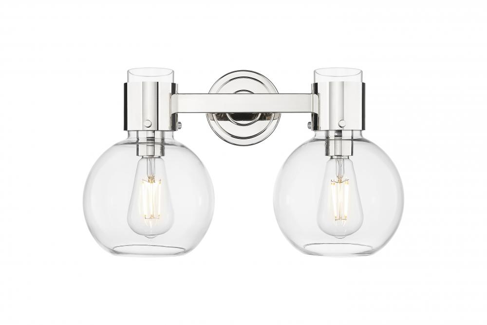 Lawton Sphere - 2 Light - 17 inch - Polished Nickel - Bath Vanity Light