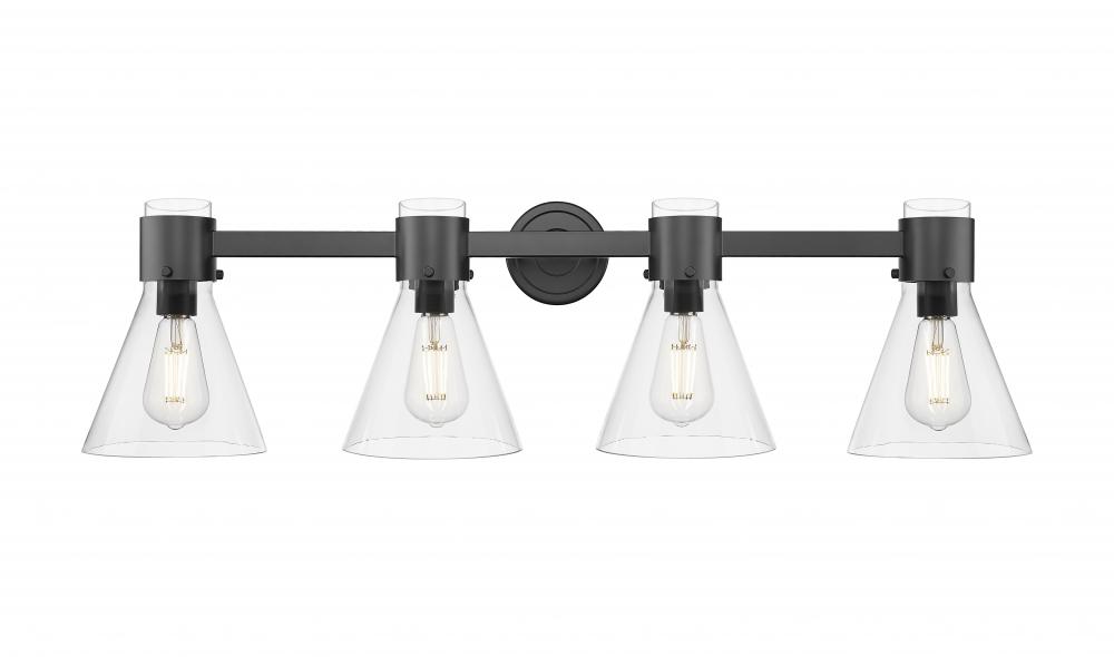 Lawton Cone - 4 Light - 27 inch - Matte Black - Bath Vanity Light