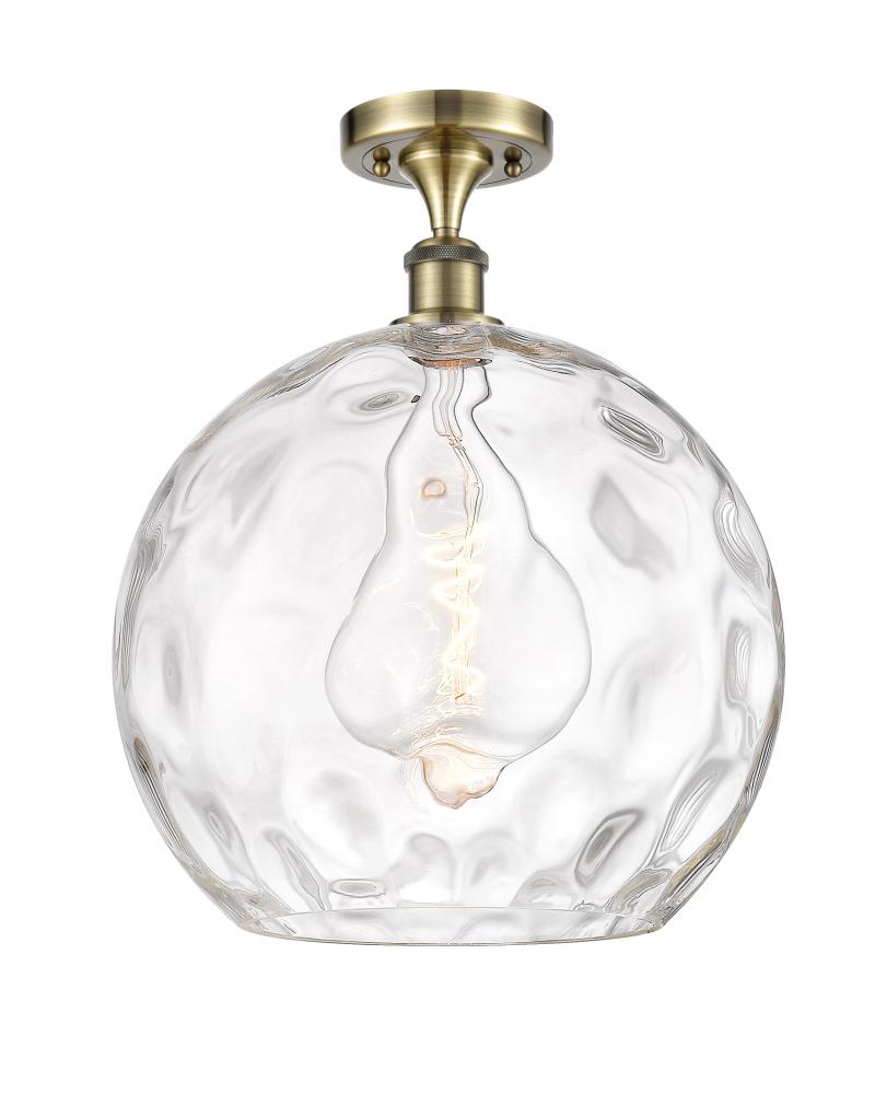 Athens Water Glass - 1 Light - 13 inch - Antique Brass - Semi-Flush Mount