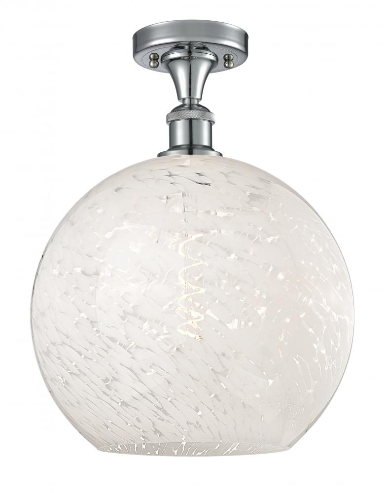 White Mouchette - 1 Light - 12 inch - Polished Chrome - Semi-Flush Mount