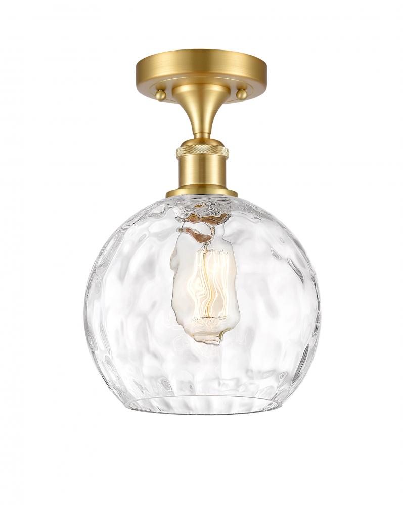 Athens Water Glass - 1 Light - 8 inch - Satin Gold - Semi-Flush Mount