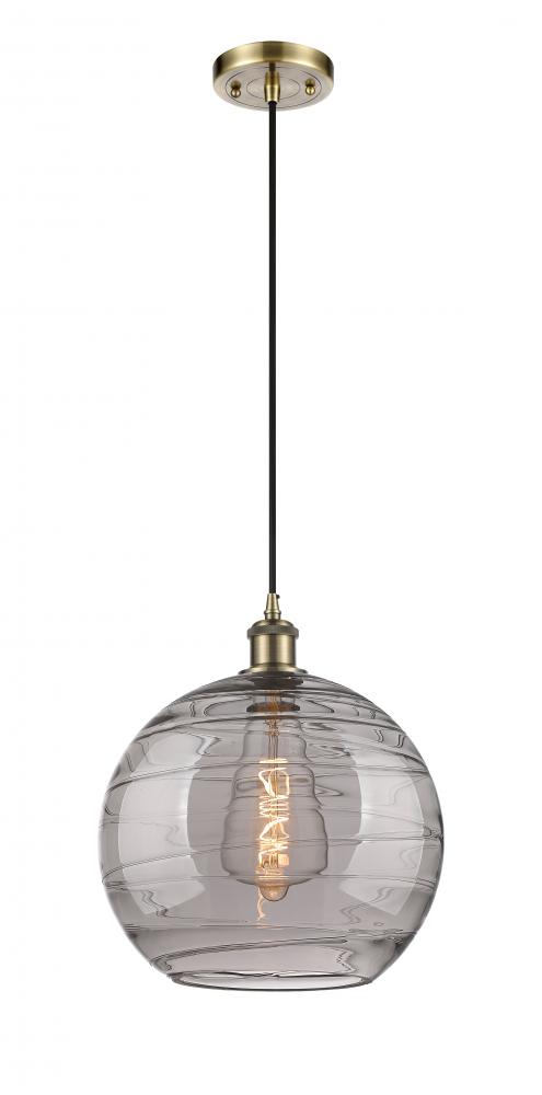 Athens Deco Swirl - 1 Light - 12 inch - Antique Brass - Cord hung - Mini Pendant