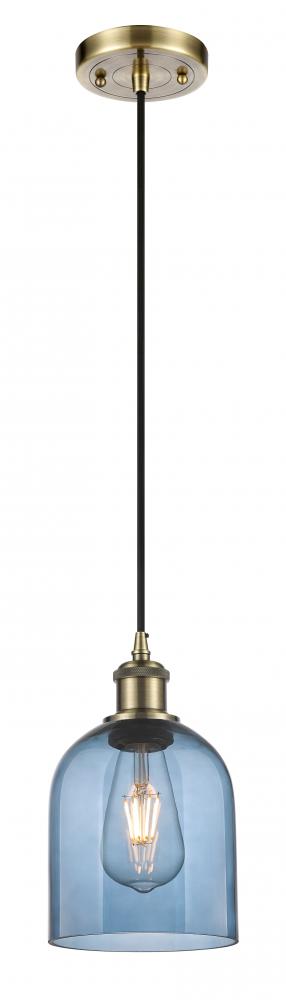Bella - 1 Light - 6 inch - Antique Brass - Cord hung - Mini Pendant