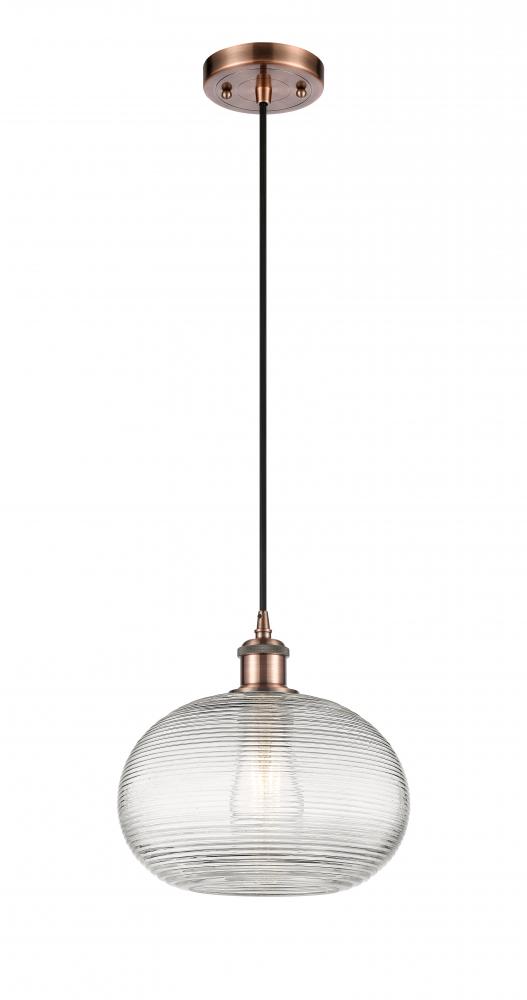 Ithaca - 1 Light - 10 inch - Antique Copper - Cord hung - Mini Pendant