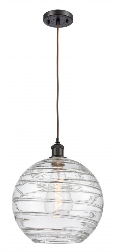 Athens Deco Swirl - 1 Light - 12 inch - Oil Rubbed Bronze - Cord hung - Mini Pendant