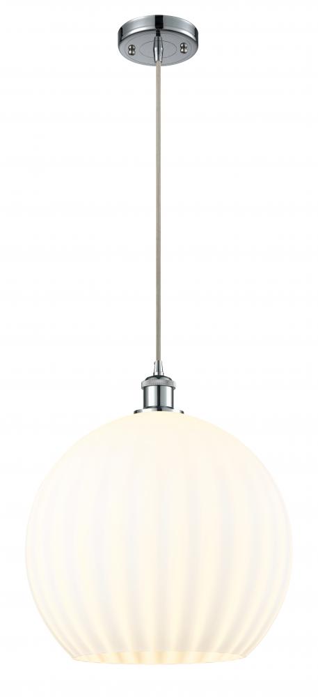 White Venetian - 1 Light - 14 inch - Polished Chrome - Cord Hung - Pendant