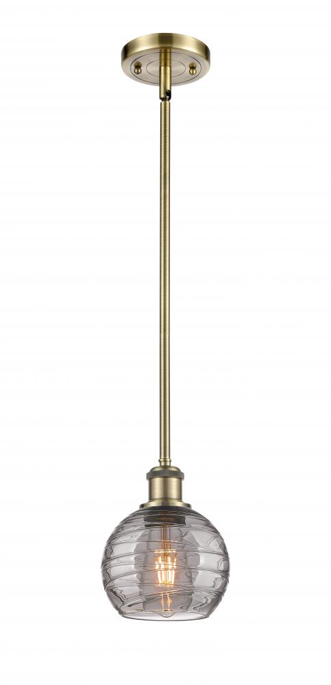 Athens Deco Swirl - 1 Light - 6 inch - Antique Brass - Mini Pendant