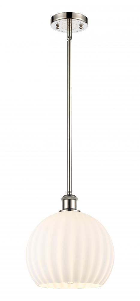 White Venetian - 1 Light - 10 inch - Polished Nickel - Mini Pendant