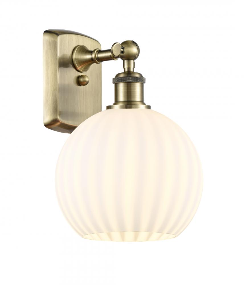 White Venetian - 1 Light - 8 inch - Antique Brass - Sconce