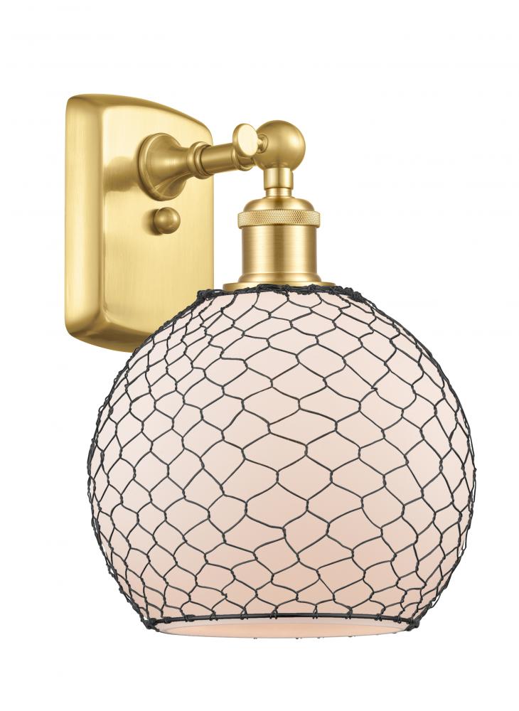 Farmhouse Chicken Wire - 1 Light - 8 inch - Satin Gold - Sconce