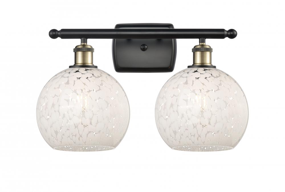 White Mouchette - 2 Light - 18 inch - Black Antique Brass - Bath Vanity Light