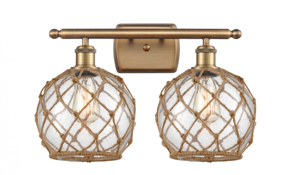 Farmhouse Rope - 2 Light - 18 inch - Brushed Brass - Bath Vanity Light