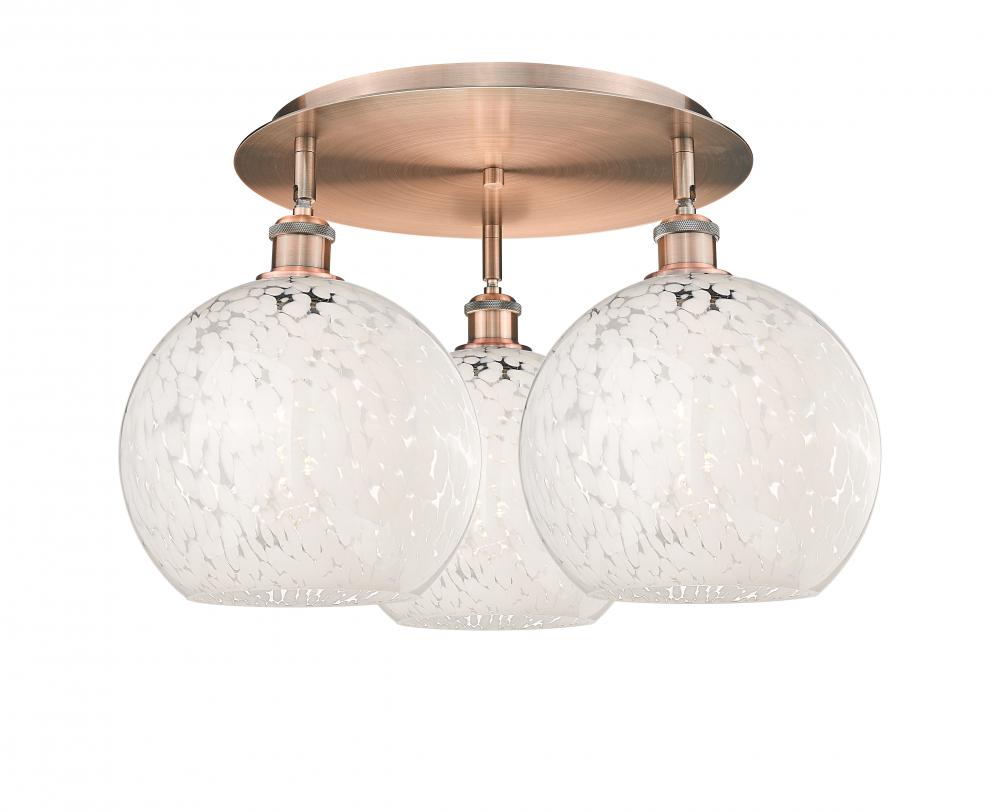 White Mouchette - 3 Light - 22 inch - Antique Copper - Flush Mount