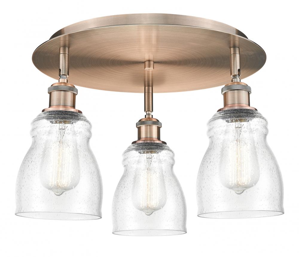 Ellery - 3 Light - 17 inch - Antique Copper - Flush Mount