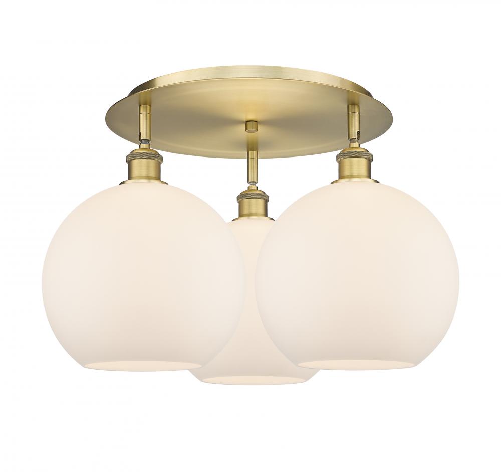 Athens - 3 Light - 22 inch - Brushed Brass - Flush Mount