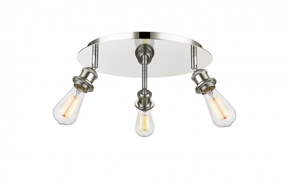 Ballston - 3 Light - 12 inch - Polished Nickel - Flush Mount