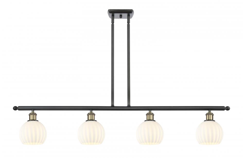 White Venetian - 4 Light - 48 inch - Black Antique Brass - Stem Hung - Island Light