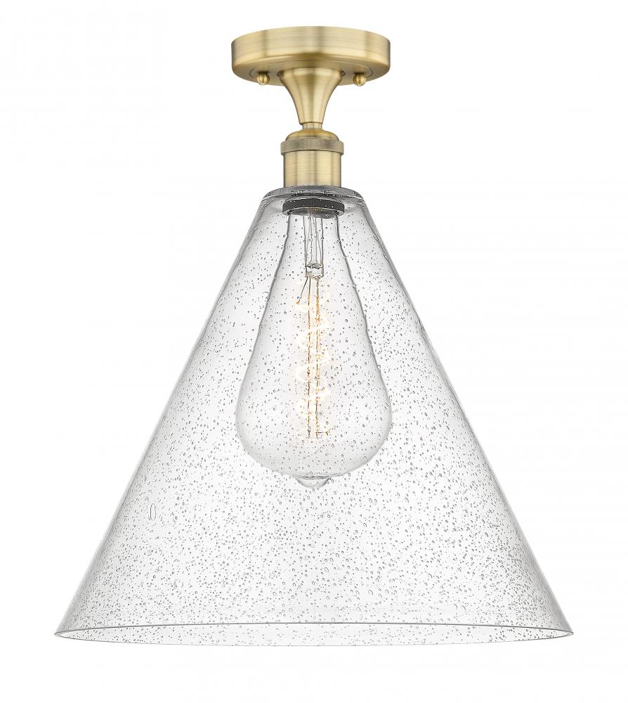 Berkshire - 1 Light - 16 inch - Brushed Brass - Semi-Flush Mount