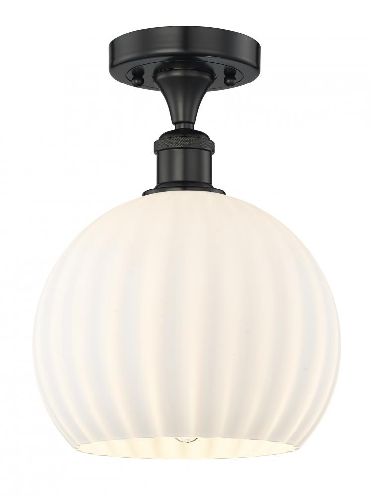 White Venetian - 1 Light - 10 inch - Matte Black - Semi-Flush Mount