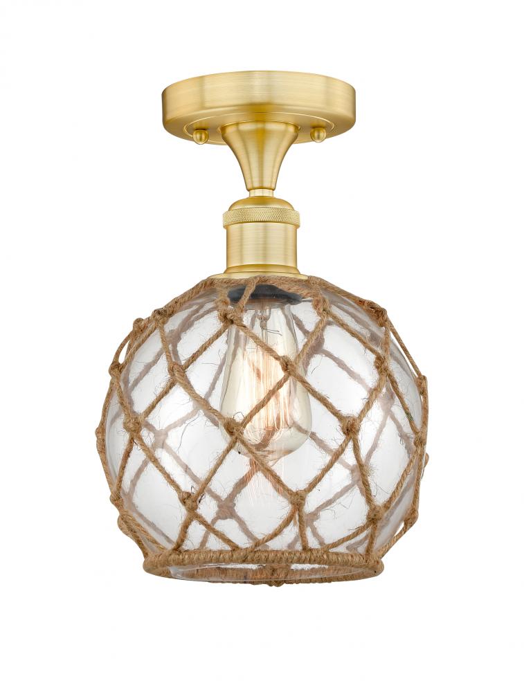 Farmhouse Rope - 1 Light - 8 inch - Satin Gold - Semi-Flush Mount