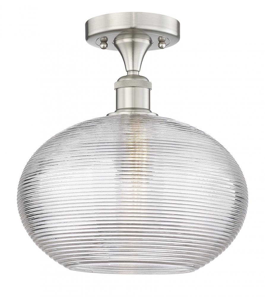 Ithaca - 1 Light - 12 inch - Brushed Satin Nickel - Semi-Flush Mount