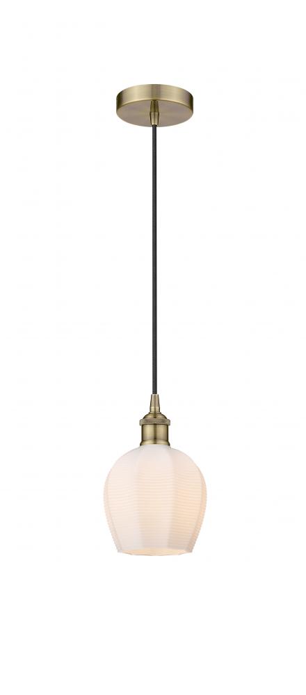 Norfolk - 1 Light - 6 inch - Antique Brass - Cord hung - Mini Pendant