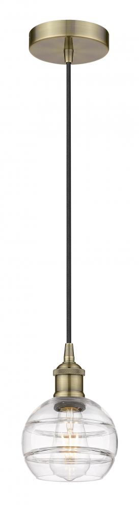 Rochester - 1 Light - 6 inch - Antique Brass - Cord hung - Mini Pendant