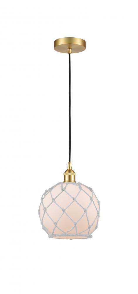 Farmhouse Rope - 1 Light - 8 inch - Satin Gold - Cord hung - Mini Pendant