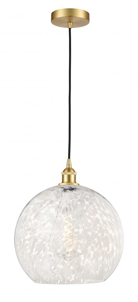 White Mouchette - 1 Light - 14 inch - Satin Gold - Cord Hung - Pendant