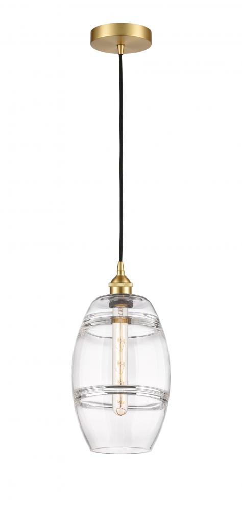 Vaz - 1 Light - 8 inch - Satin Gold - Cord hung - Mini Pendant