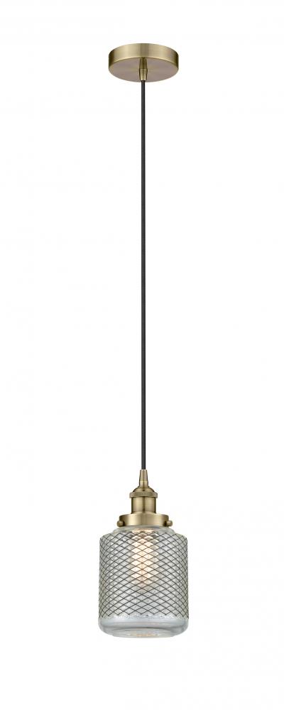 Stanton - 1 Light - 6 inch - Antique Brass - Cord hung - Mini Pendant